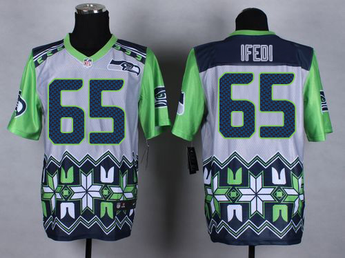 Nike Seahawks #65 Germain Ifedi Grey Men's Stitched NFL Elite Noble Fashion Jersey - Click Image to Close
